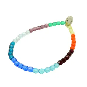 Rainbow Faceted Glass Bead Bracelet