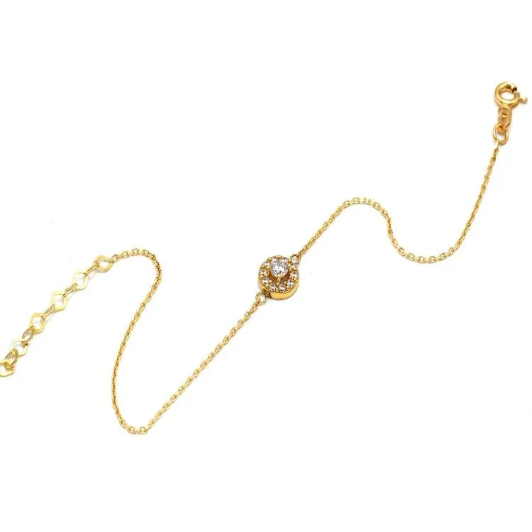 Real Gold Luxury Stone Bracelet with Round Design and Adjustable Size - Model 0057 BR1702