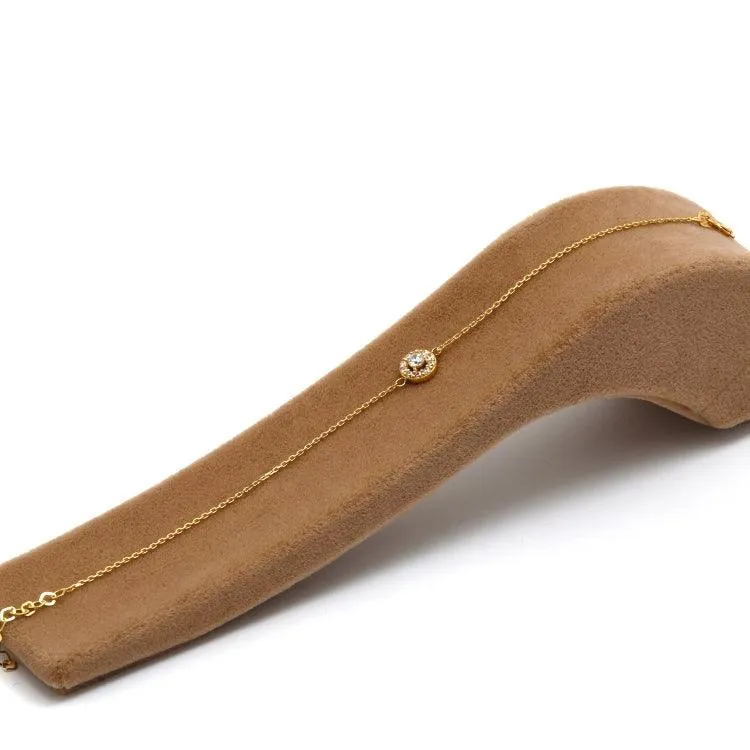 Real Gold Luxury Stone Bracelet with Round Design and Adjustable Size - Model 0057 BR1702