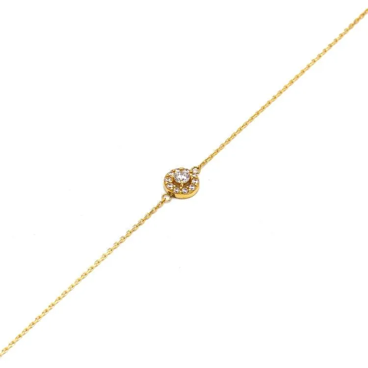 Real Gold Luxury Stone Bracelet with Round Design and Adjustable Size - Model 0057 BR1702