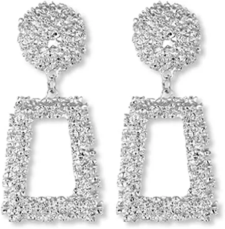 Rectangular Geometric Textured Earrings-Large