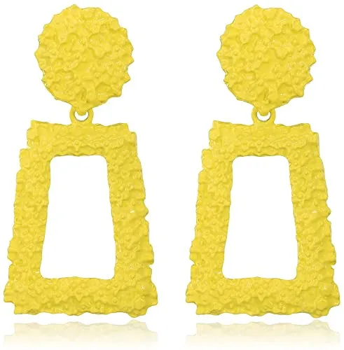 Rectangular Geometric Textured Earrings-Large