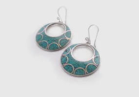 Round Moon White Metal Earrings