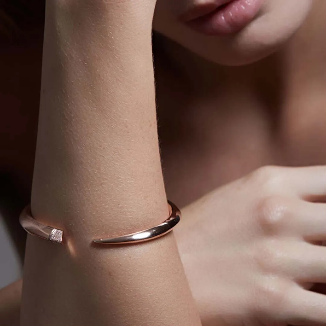 Sabre Bangle - Rose Gold Vermeil & Diamond Pavé