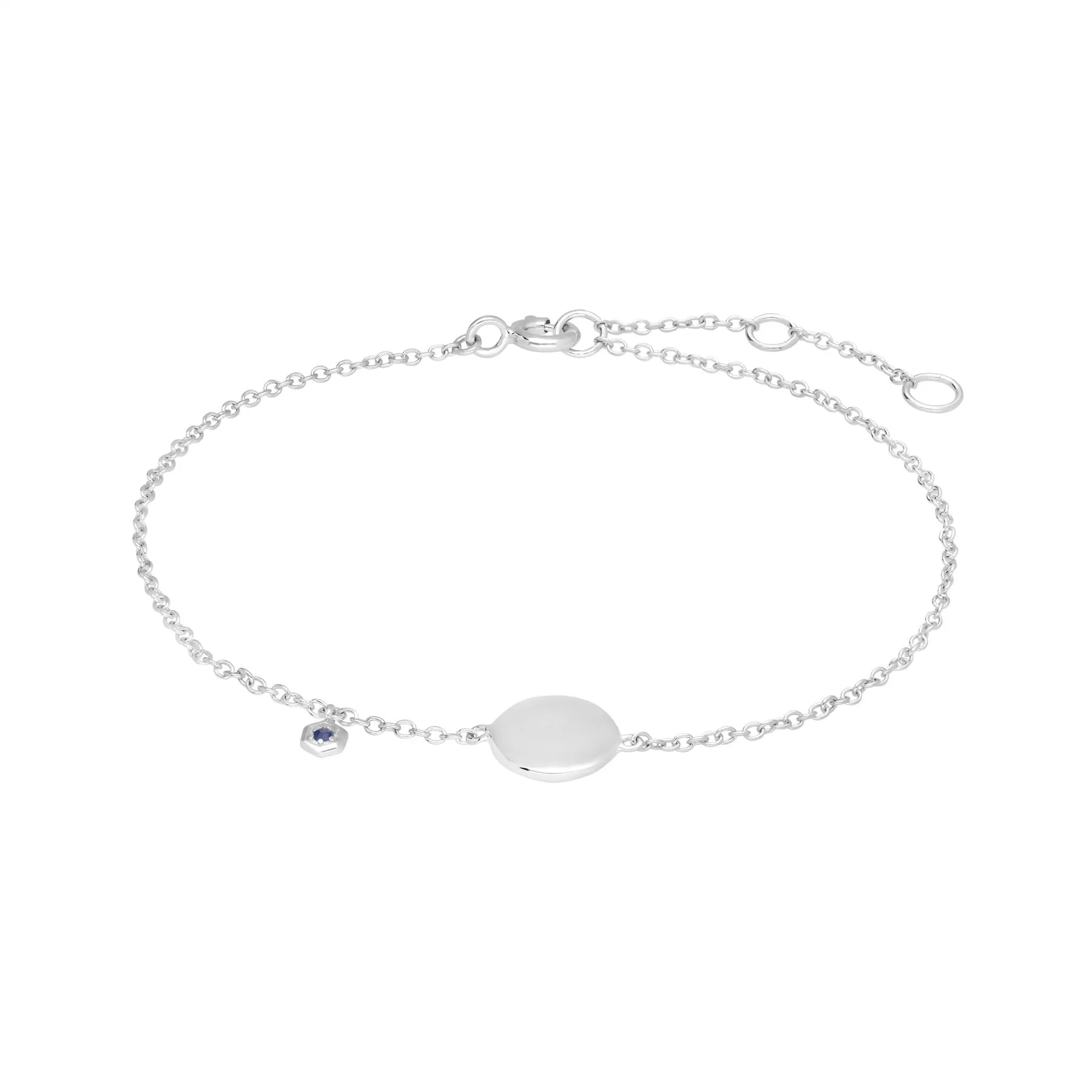 Saphir Gravur Armband in 925 Sterling Silber