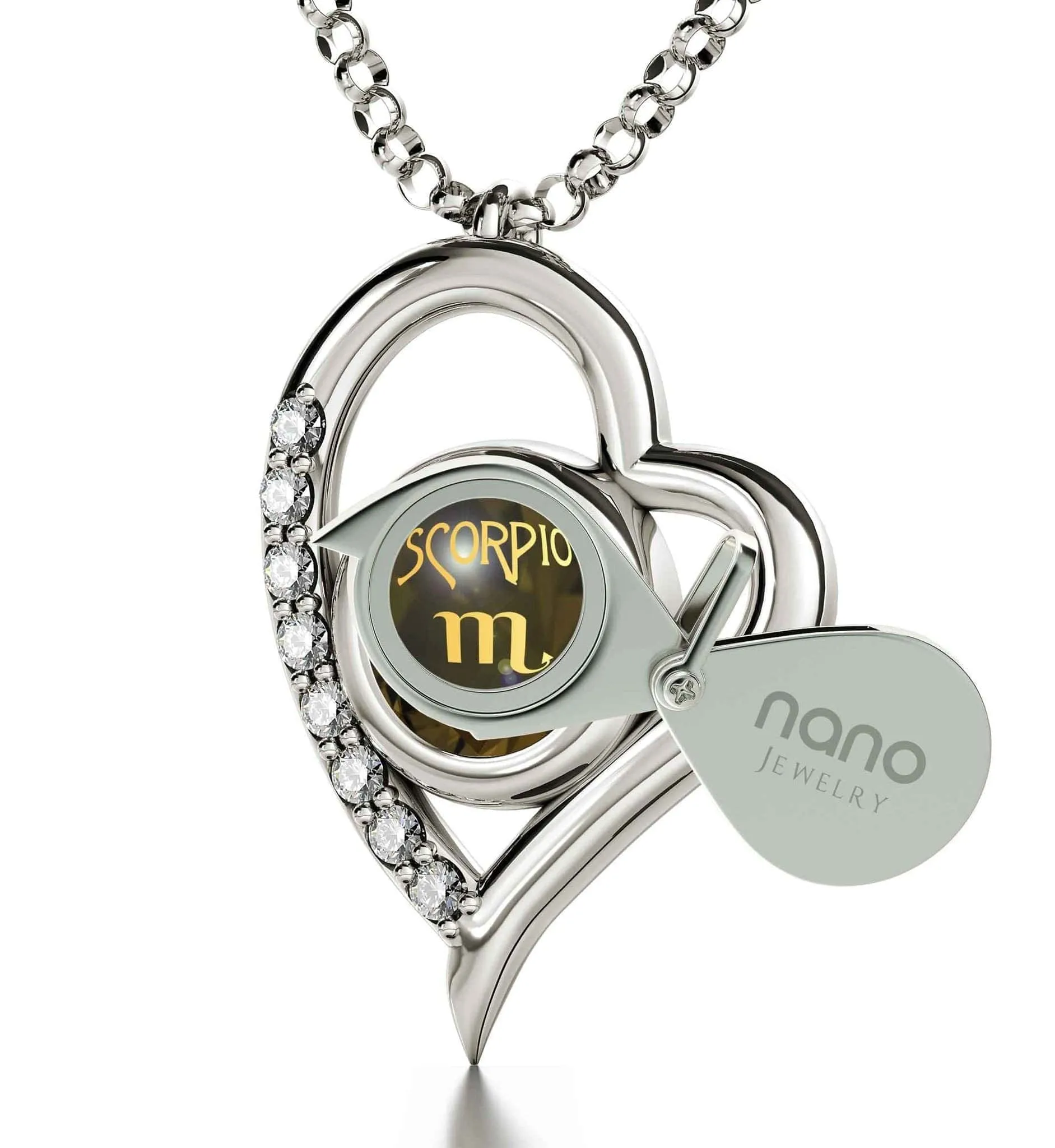 Scorpio Sign, 925 Sterling Silver Necklace, Swarovski
