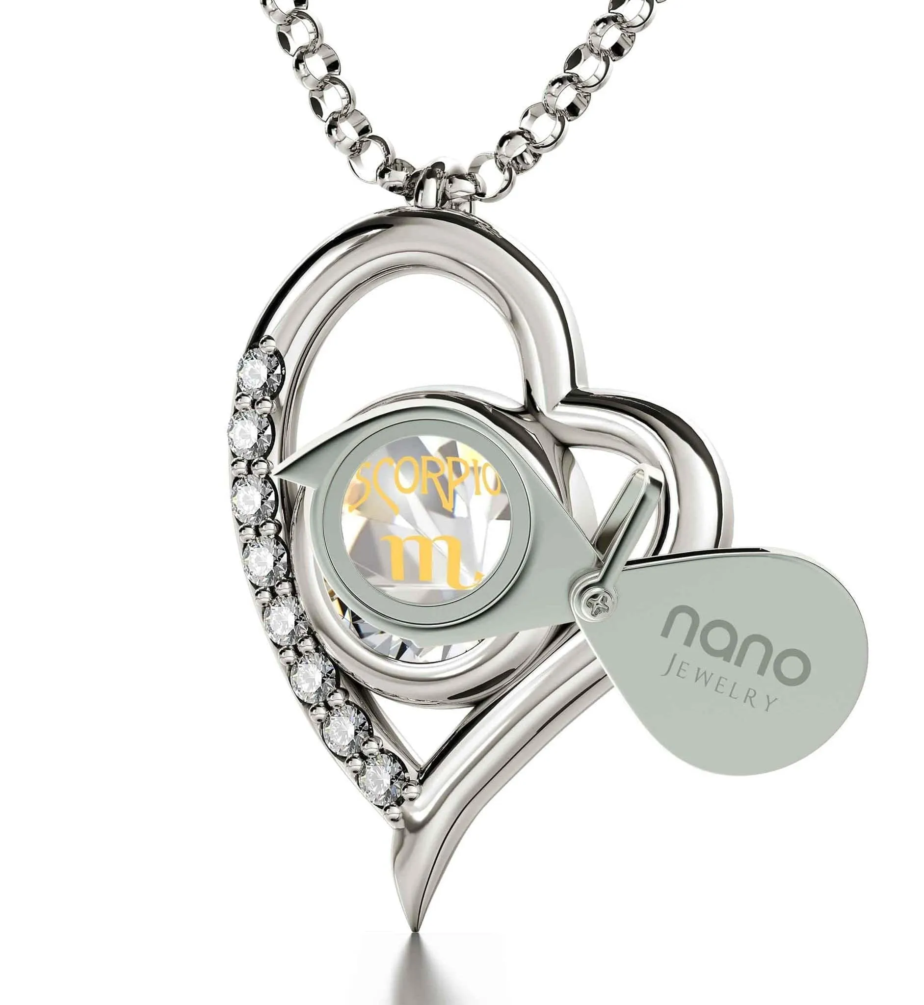 Scorpio Sign, 925 Sterling Silver Necklace, Swarovski