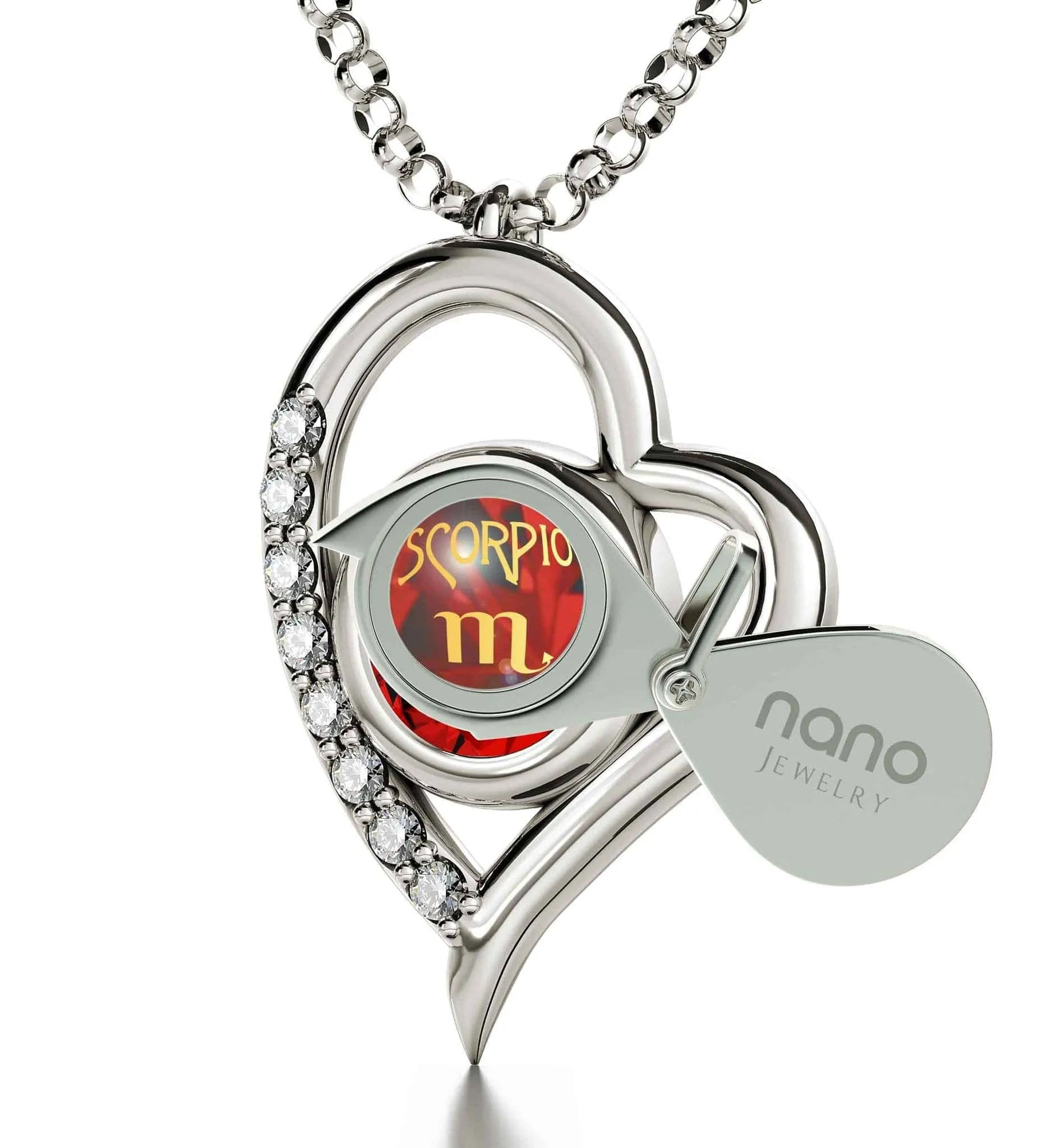 Scorpio Sign, 925 Sterling Silver Necklace, Swarovski
