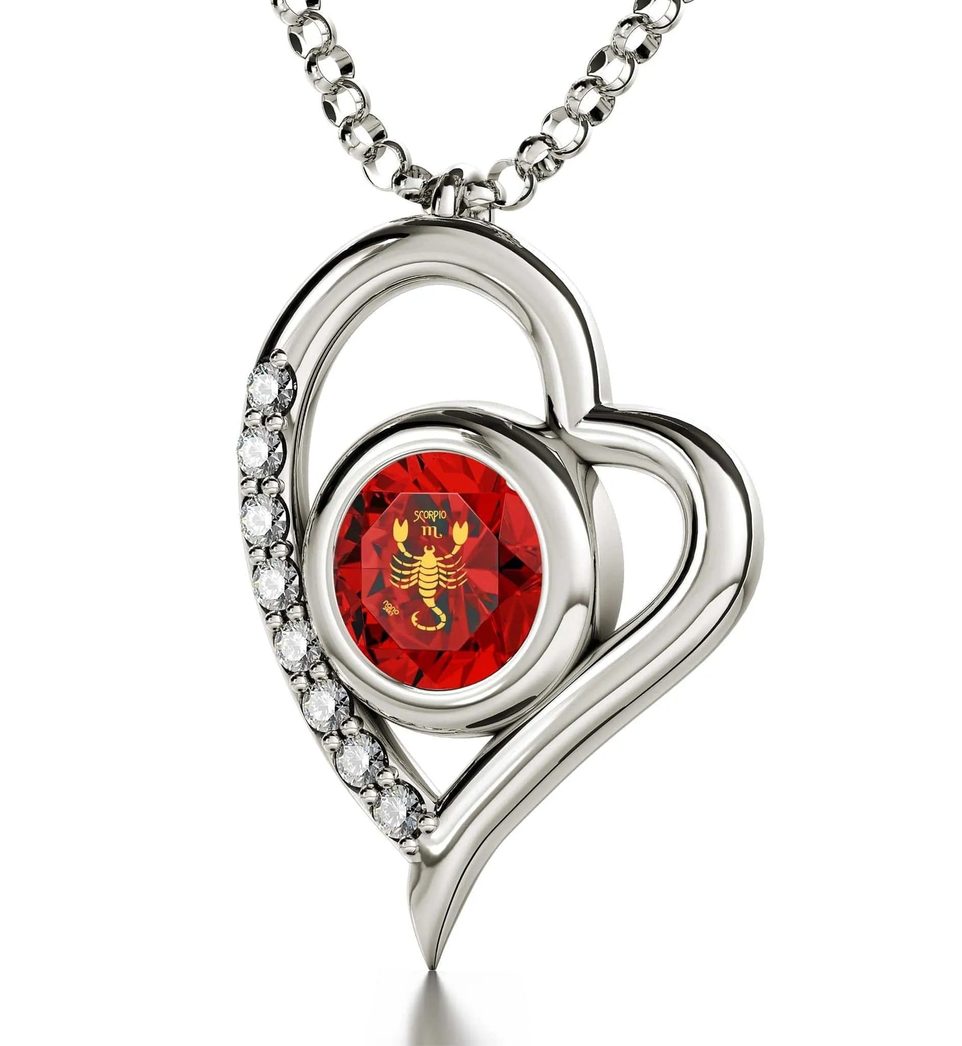 Scorpio Sign, 925 Sterling Silver Necklace, Swarovski