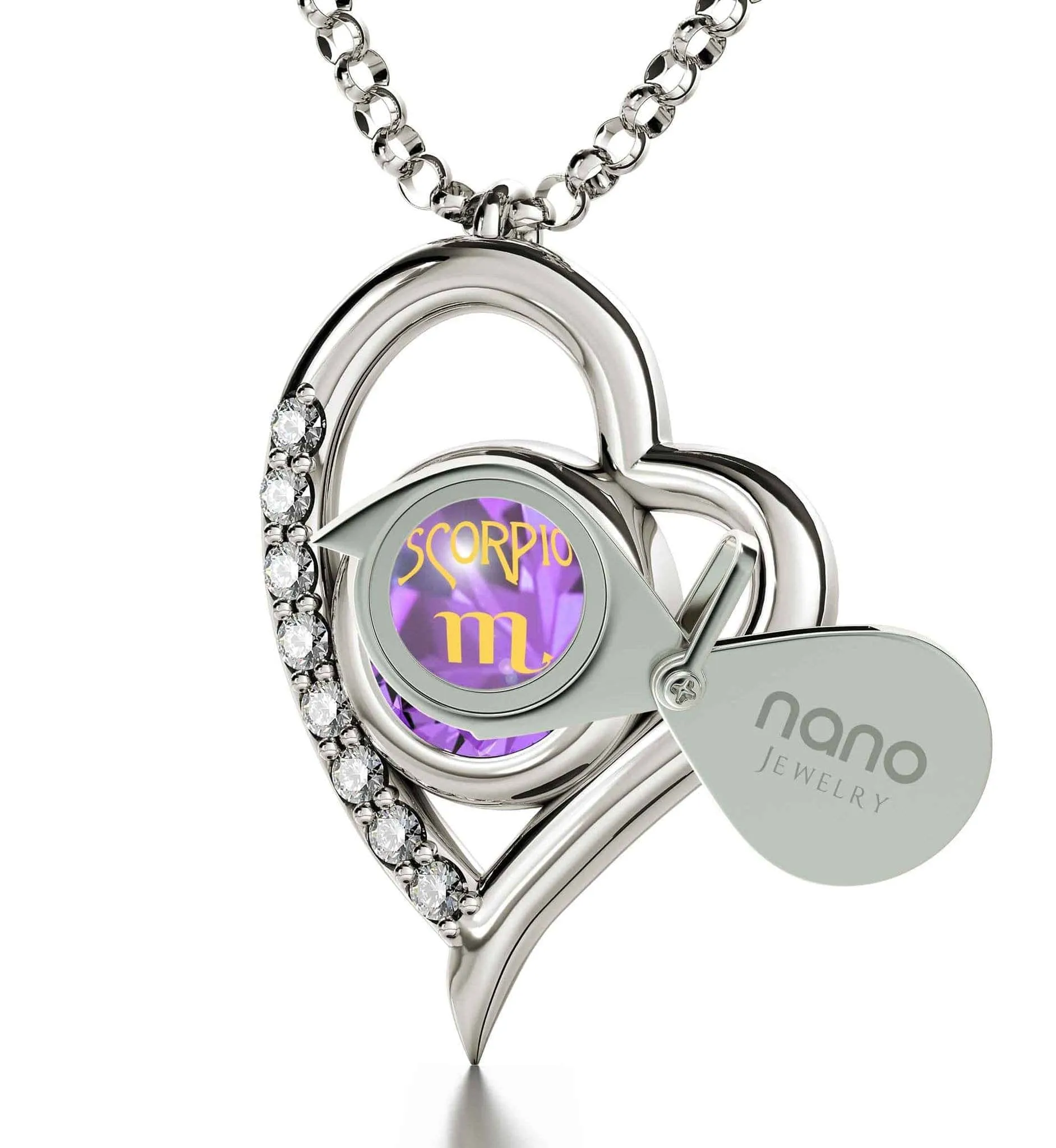 Scorpio Sign, 925 Sterling Silver Necklace, Swarovski