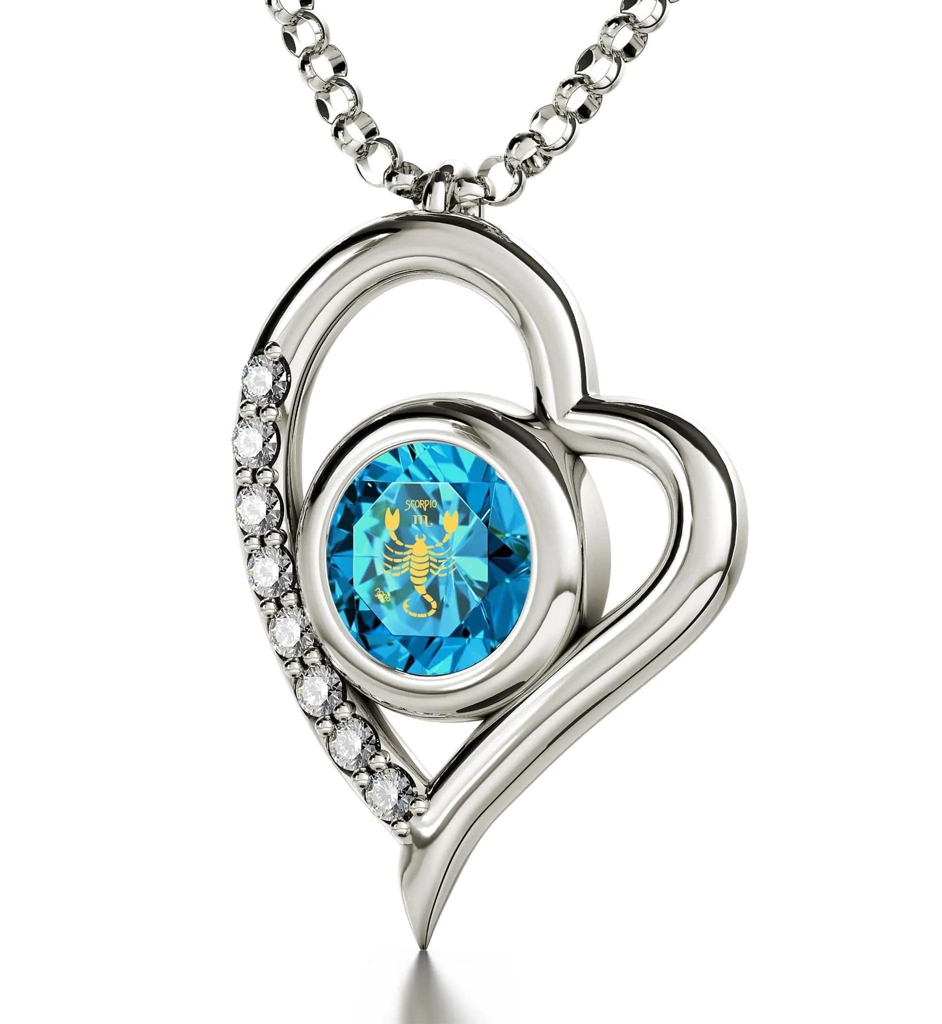 Scorpio Sign, 925 Sterling Silver Necklace, Swarovski