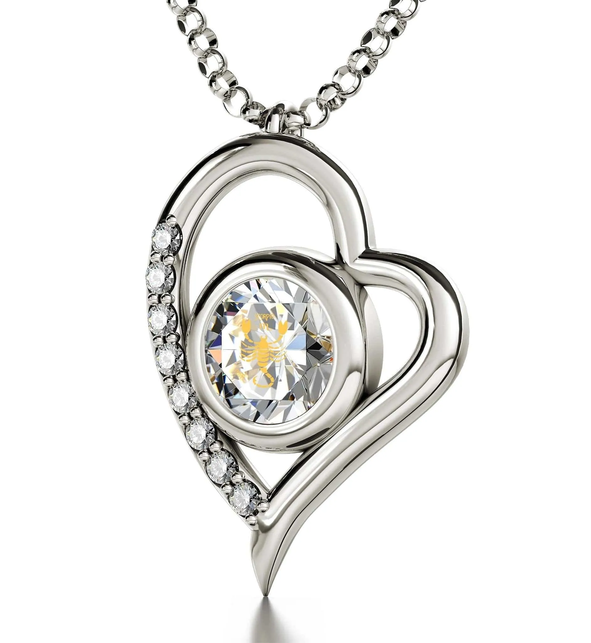 Scorpio Sign, 925 Sterling Silver Necklace, Swarovski