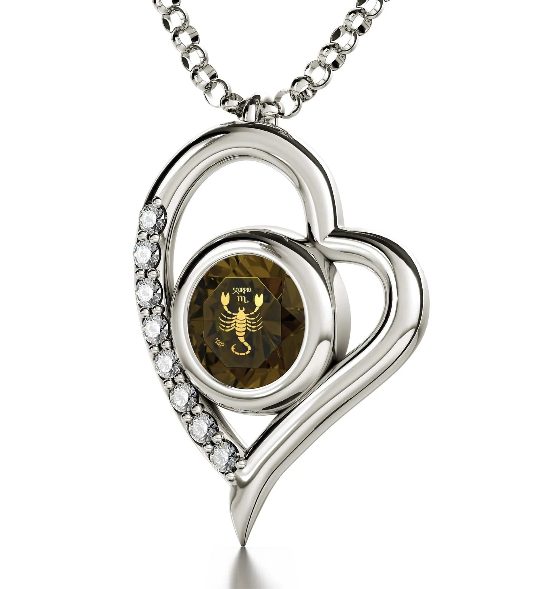 Scorpio Sign, 925 Sterling Silver Necklace, Swarovski