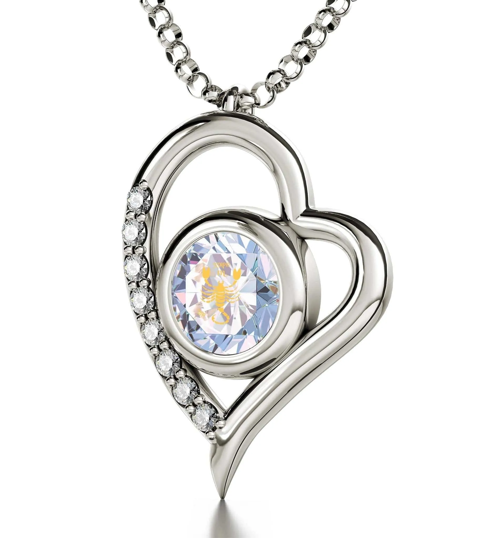 Scorpio Sign, 925 Sterling Silver Necklace, Swarovski