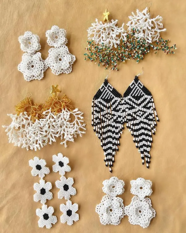 Seda Primavera Earrings - White/Black