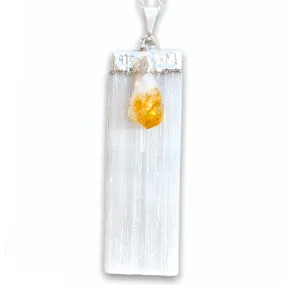 Selenite and Citrine Pendant Necklace