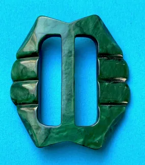 Shiny Forest Green 1940s  5cm Belt Buckle