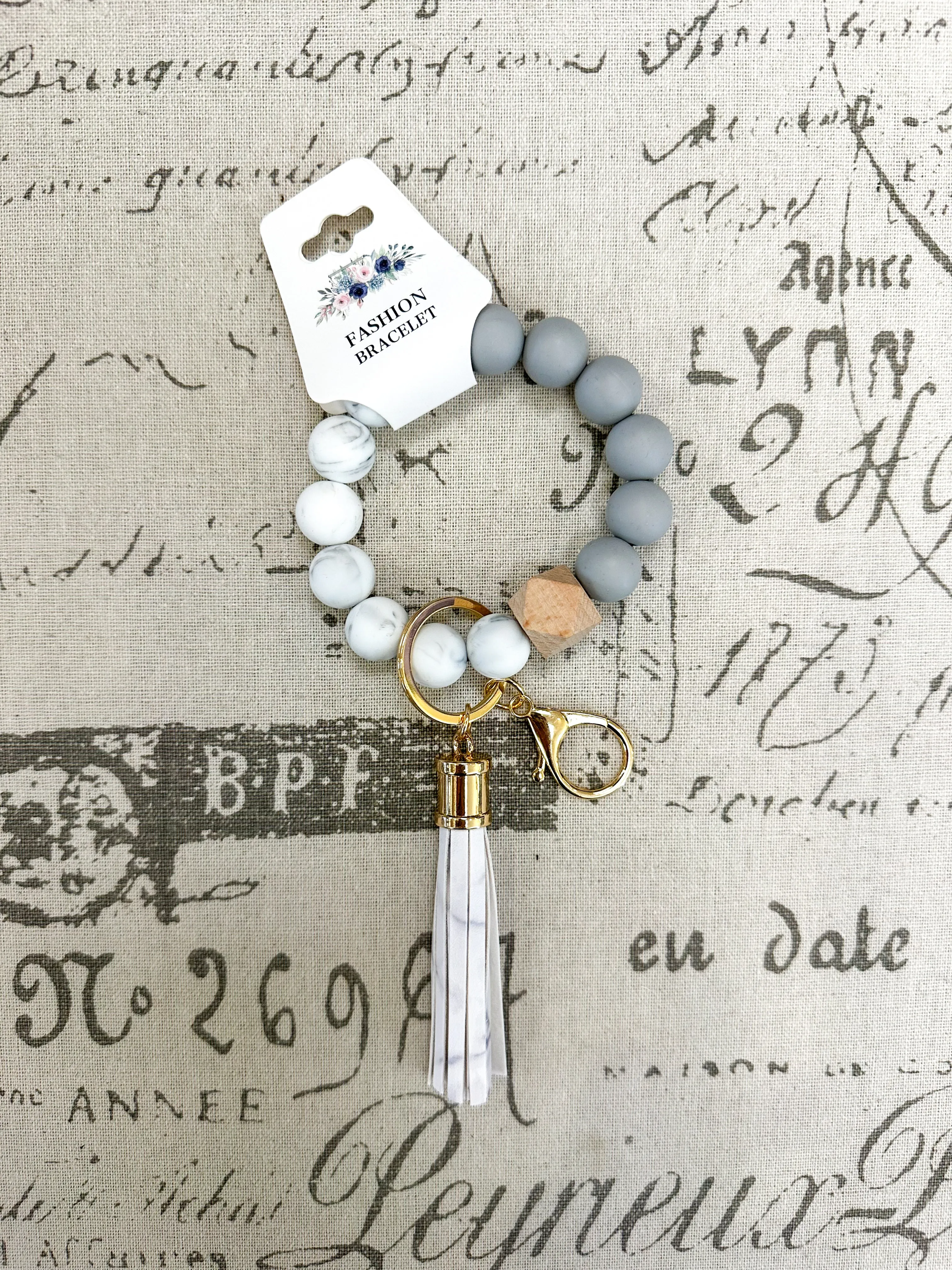 Silicone Beaded Keychain Bracelet