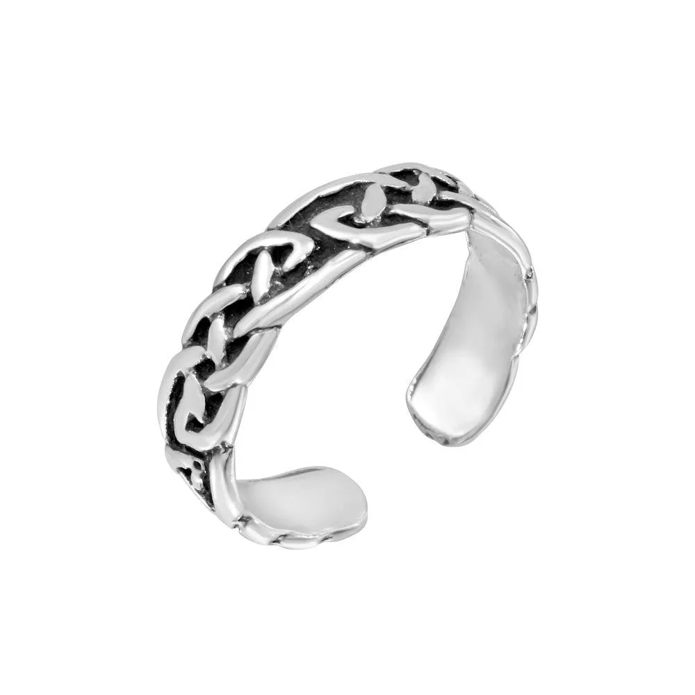 Silver 925 Celtic Knot Weave Adjustable Toe Ring - TR193-A