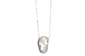 Silver Baroque Fresh Water Pearl and Diamond Galaxy Necklace
