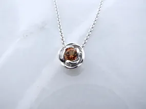 Silver Citrine Birthstone Necklace, Rose Slider