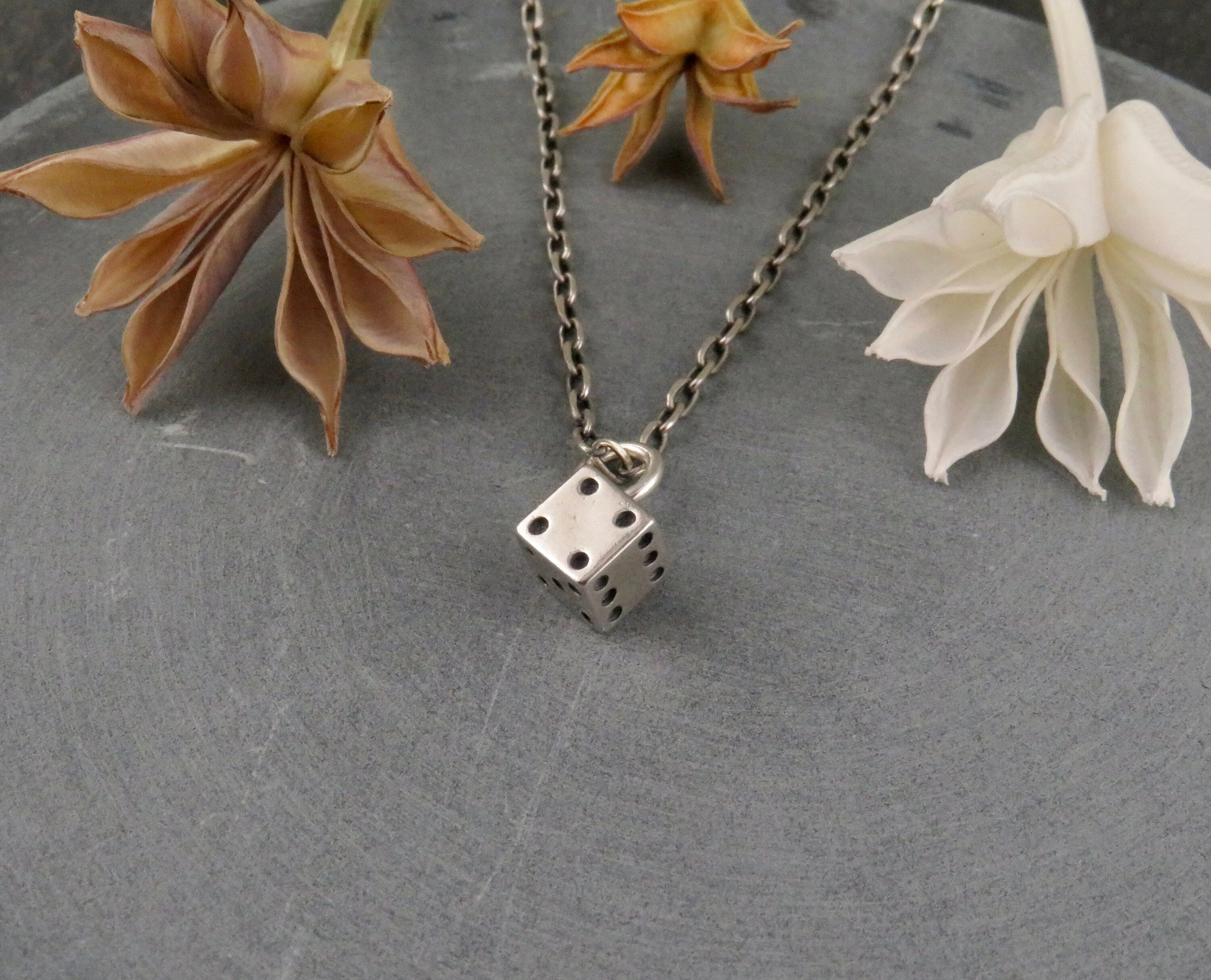 Silver Dice Necklace