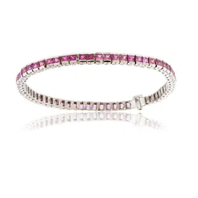 Silver Pink Sapphire Color Fade Tennis Bracelet