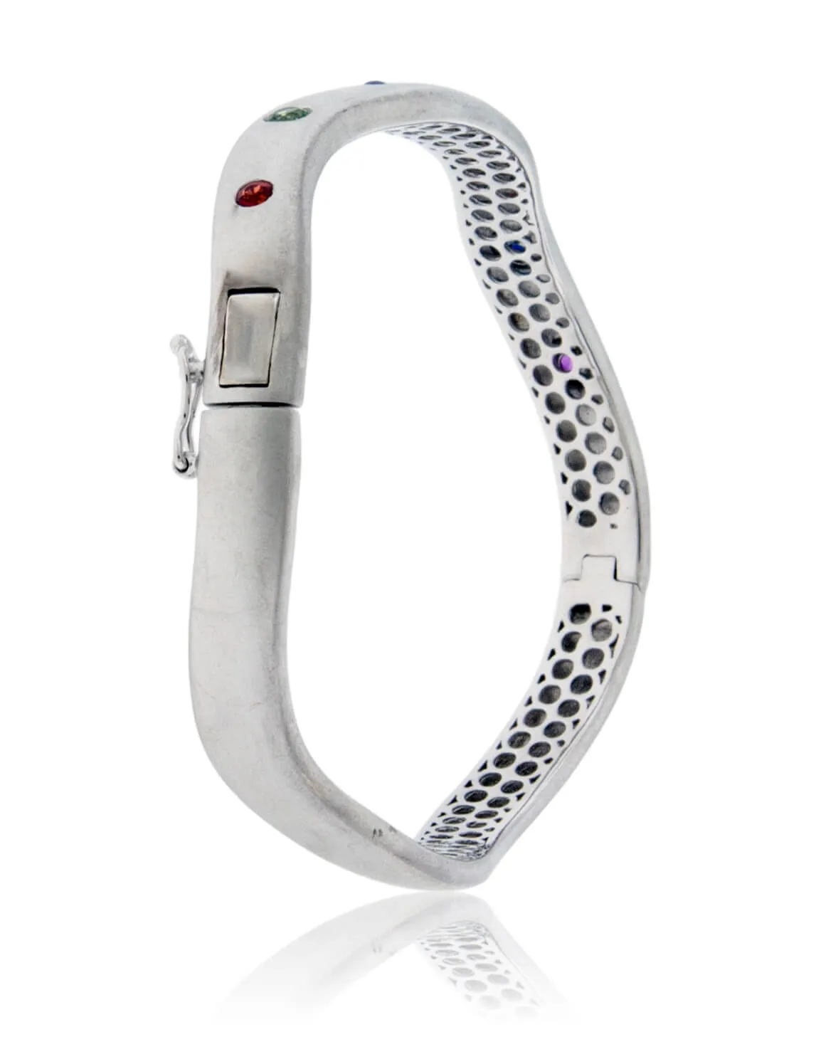 Silver Rainbow Sapphire Flush Set Bracelet