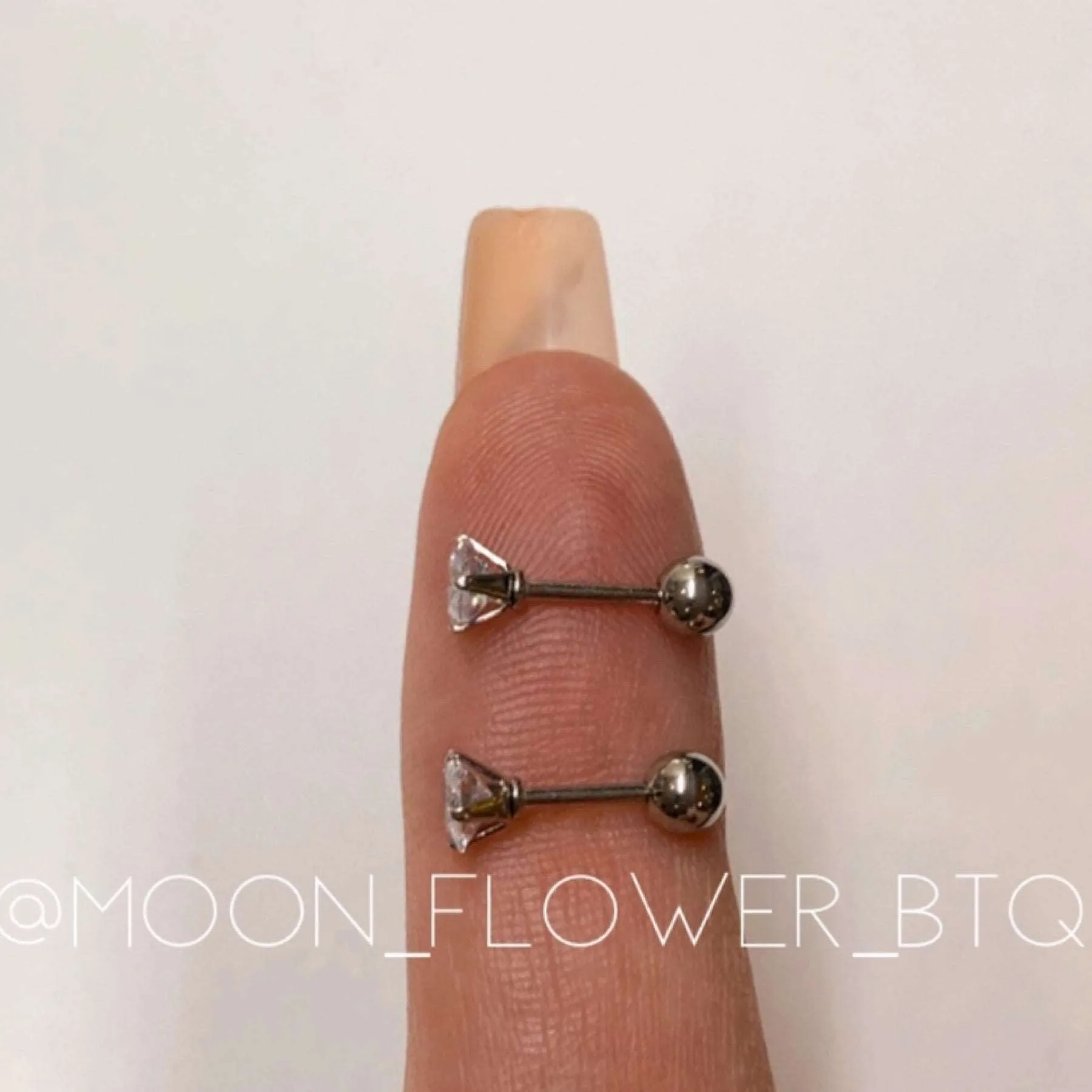 Silver Square CZ Barbell Earrings