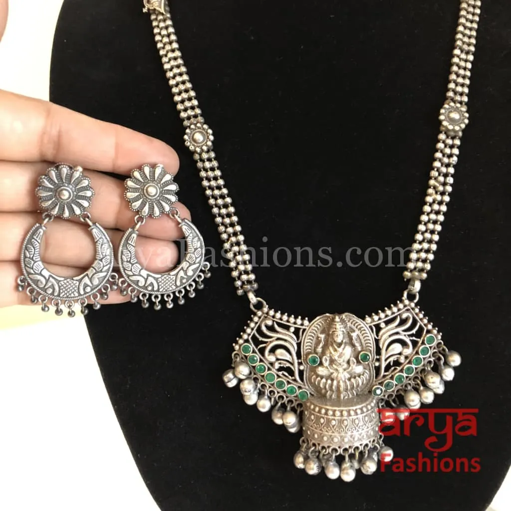 Siya Green Pendant German Silver Tribal Necklace