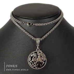 Sleipnir Necklace Silver Norse Red Garnet Bead