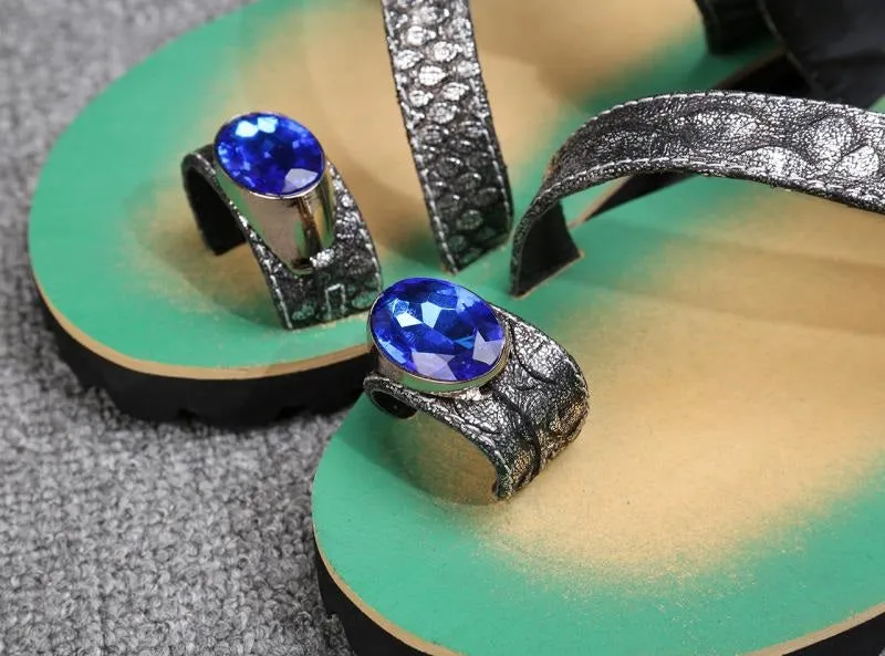 Slip on Ring Toe Casual Sandal with Decoration