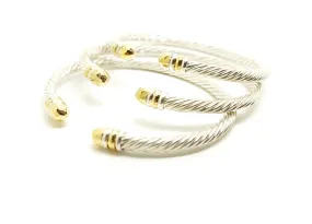 STACKABLE CABLE COLLECTION BANGLE WITH 14K GOLD AND 92.5 SILVER( PRICE FOR 1 PC)