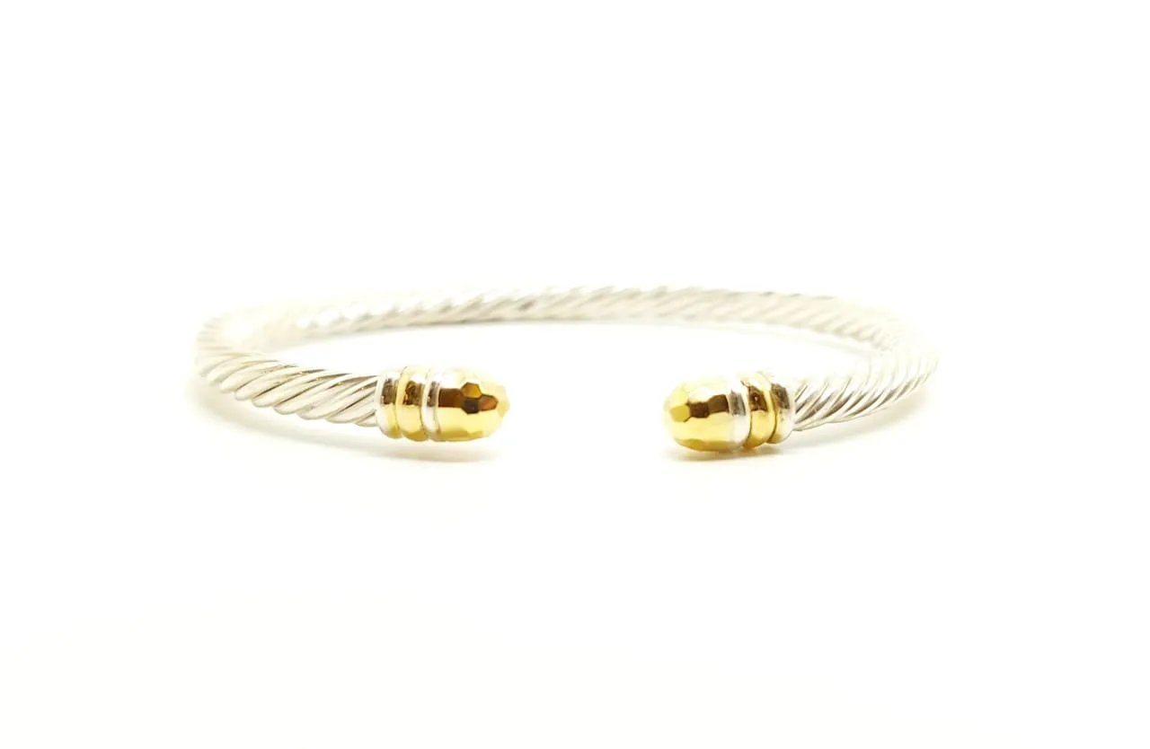 STACKABLE CABLE COLLECTION BANGLE WITH 14K GOLD AND 92.5 SILVER( PRICE FOR 1 PC)