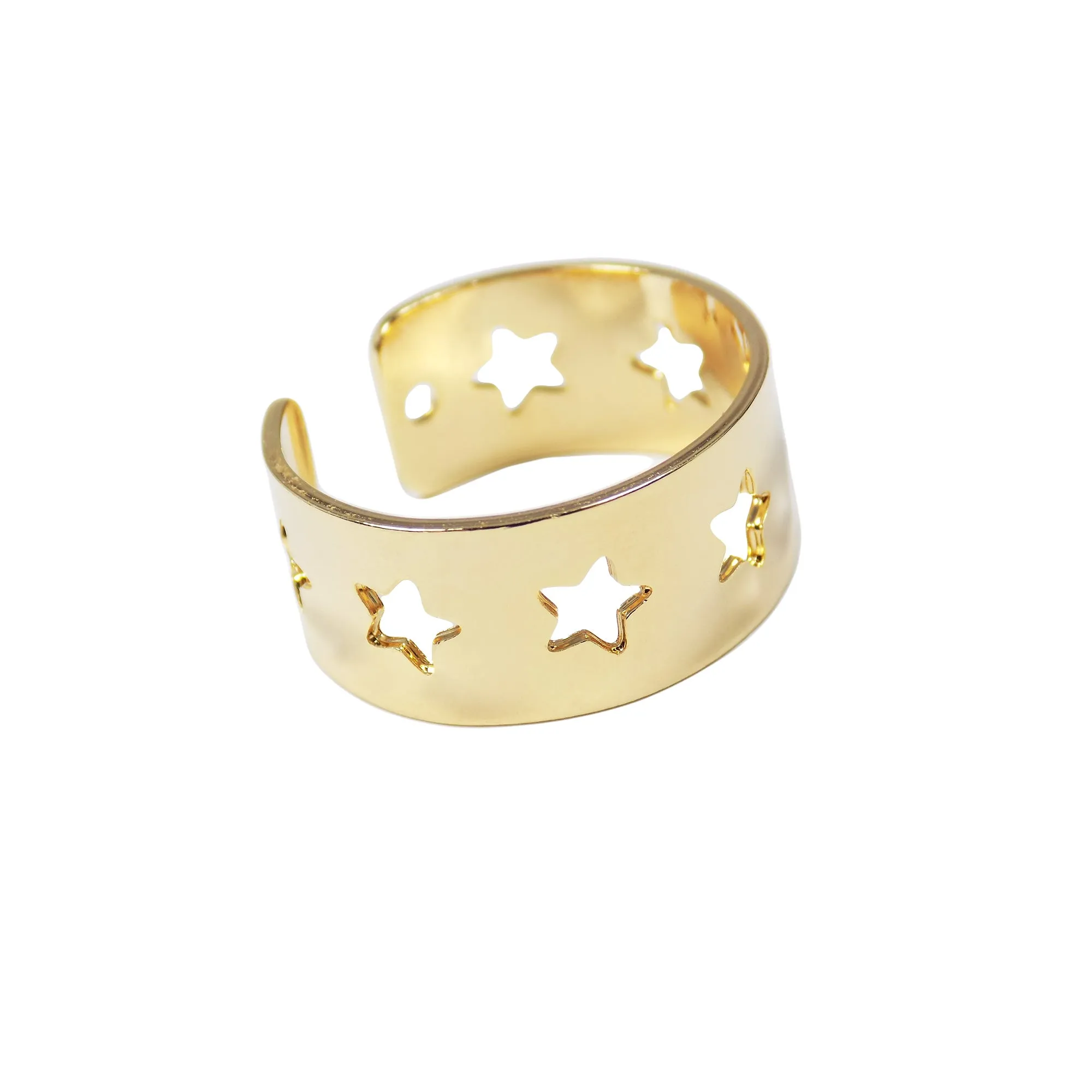 Star Ring Gold Plated Adjustable. Star Shape Band Ring Celestial Jewelry. Gift for Her
