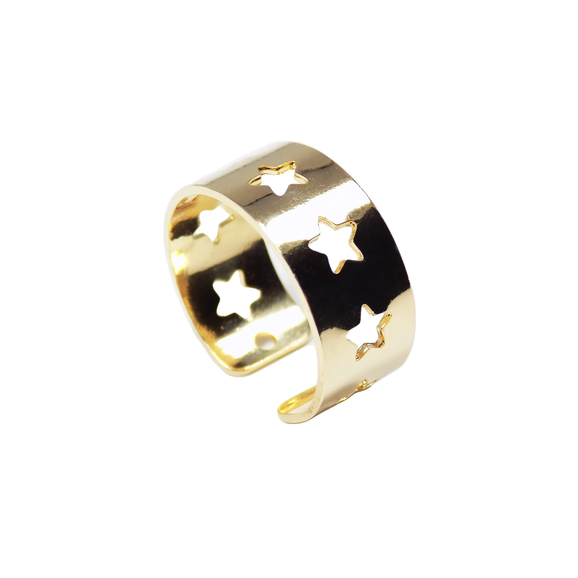 Star Ring Gold Plated Adjustable. Star Shape Band Ring Celestial Jewelry. Gift for Her