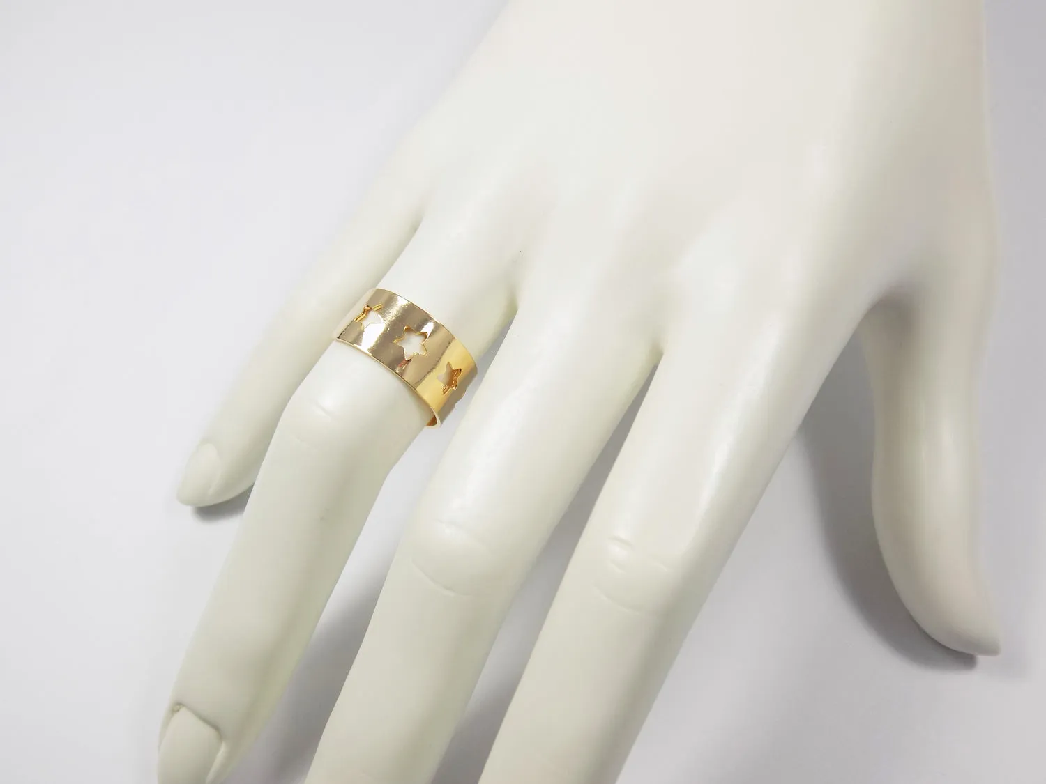 Star Ring Gold Plated Adjustable. Star Shape Band Ring Celestial Jewelry. Gift for Her