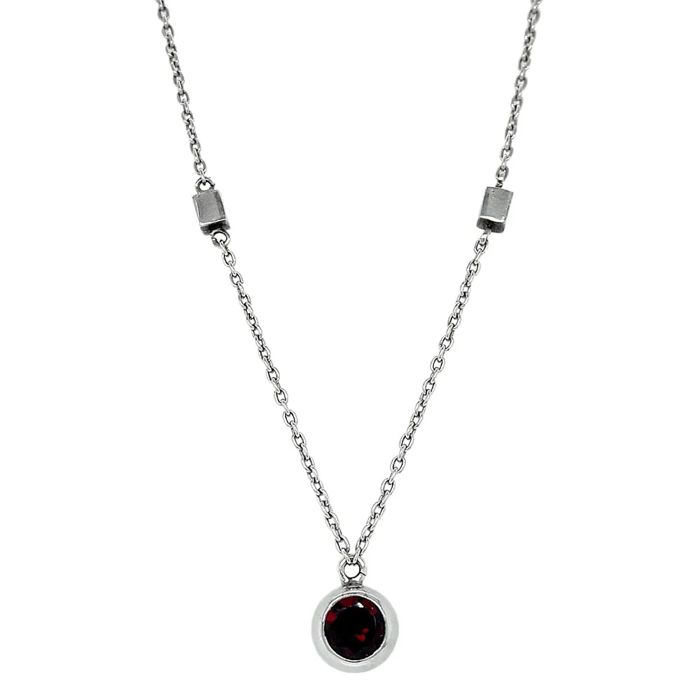Sterling Silver & Garnet Necklace - "Pinot Noir"