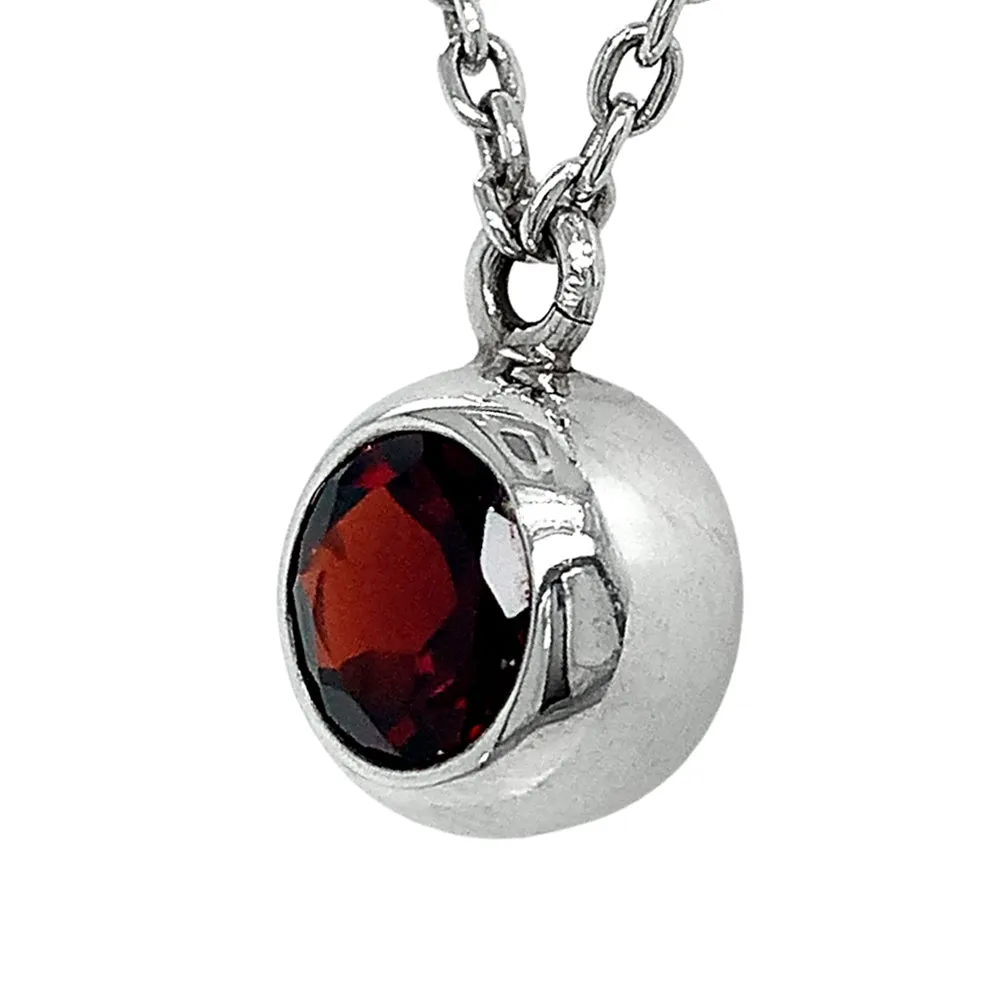 Sterling Silver & Garnet Necklace - "Pinot Noir"