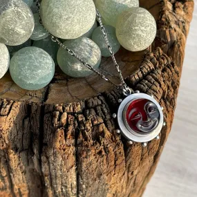Sterling Silver Garnet Moon/Sun Necklace 16”-18”