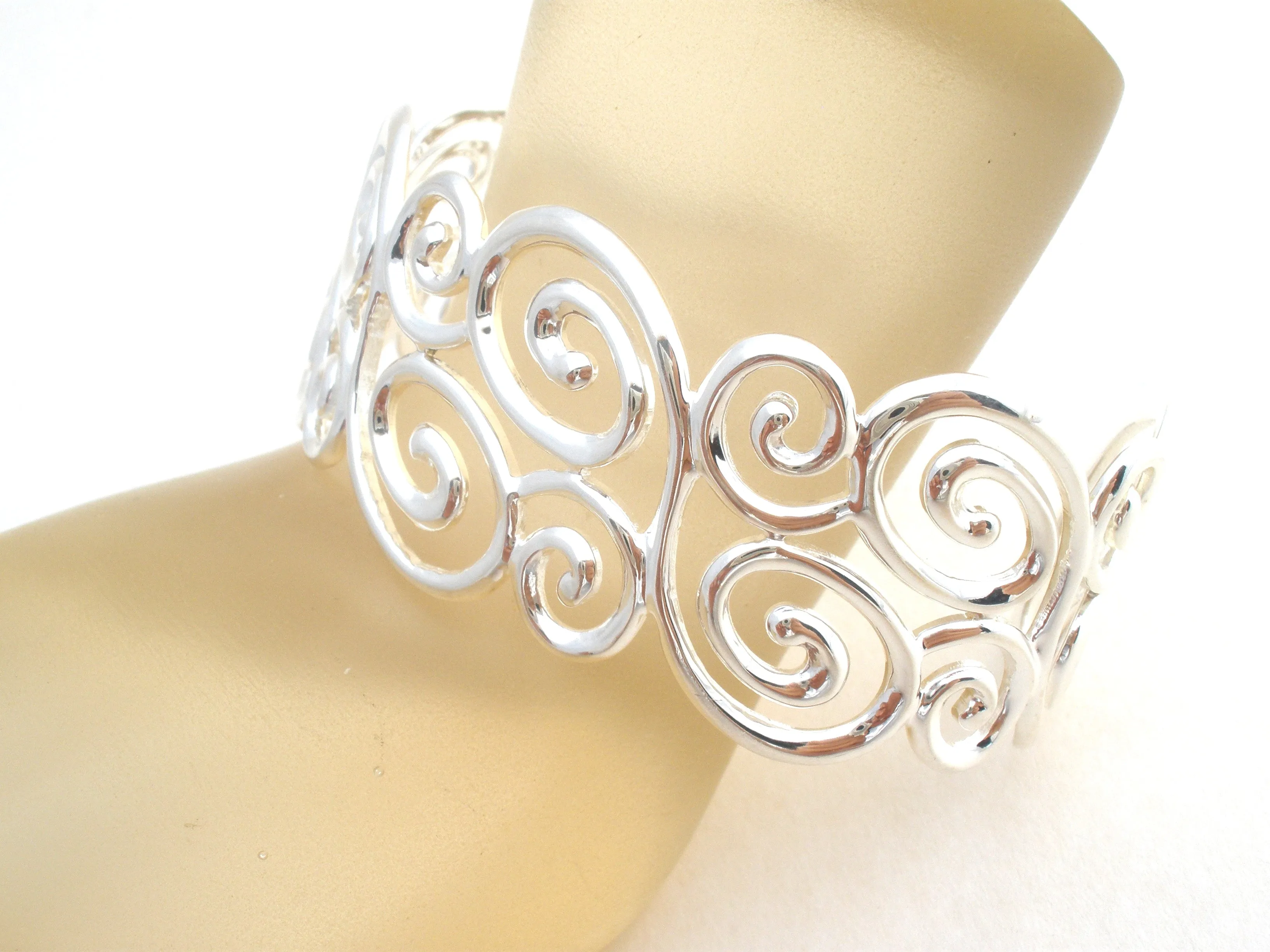 Swirl Design Cuff Bracelet Sterling Silver