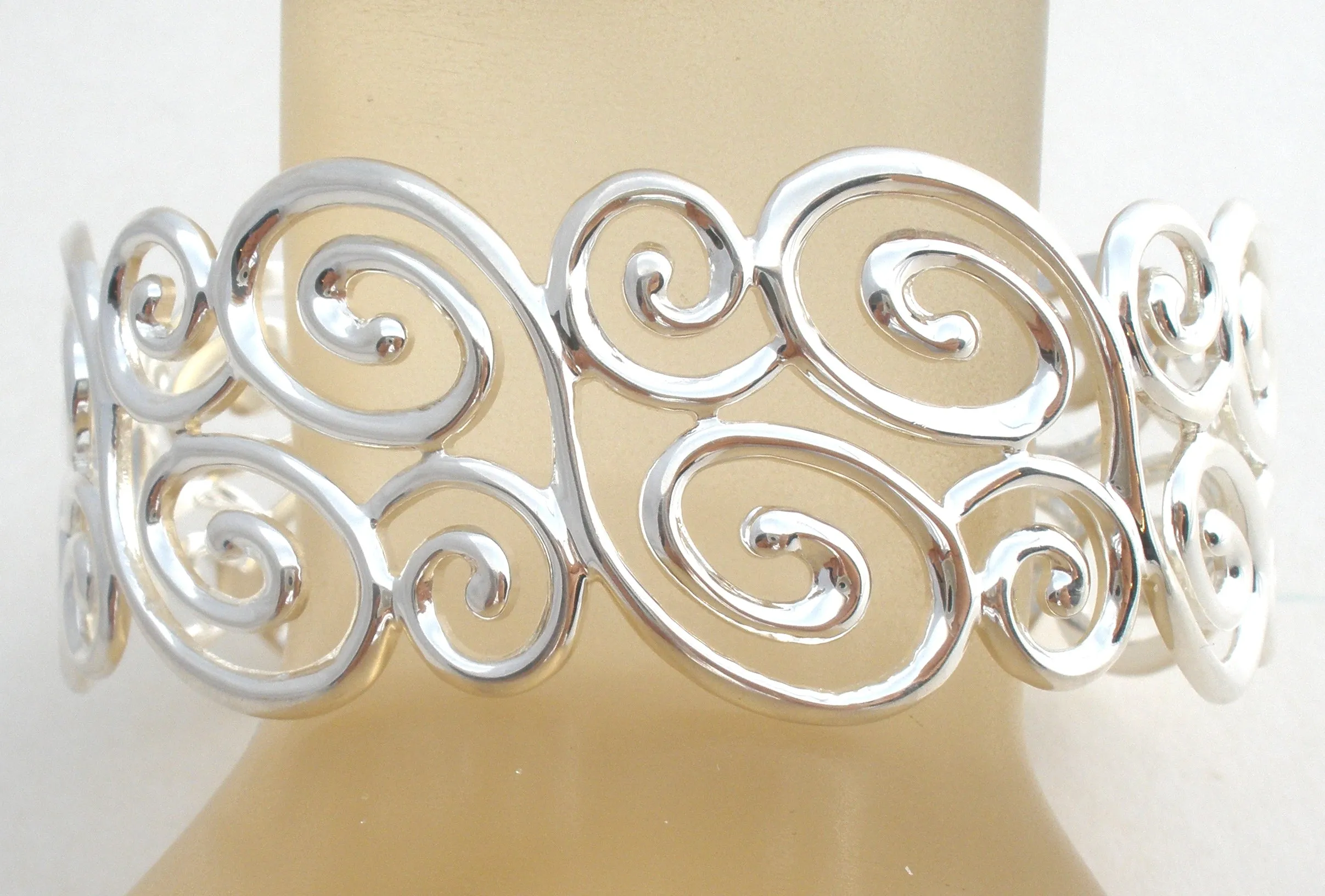 Swirl Design Cuff Bracelet Sterling Silver