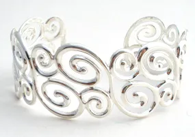 Swirl Design Cuff Bracelet Sterling Silver