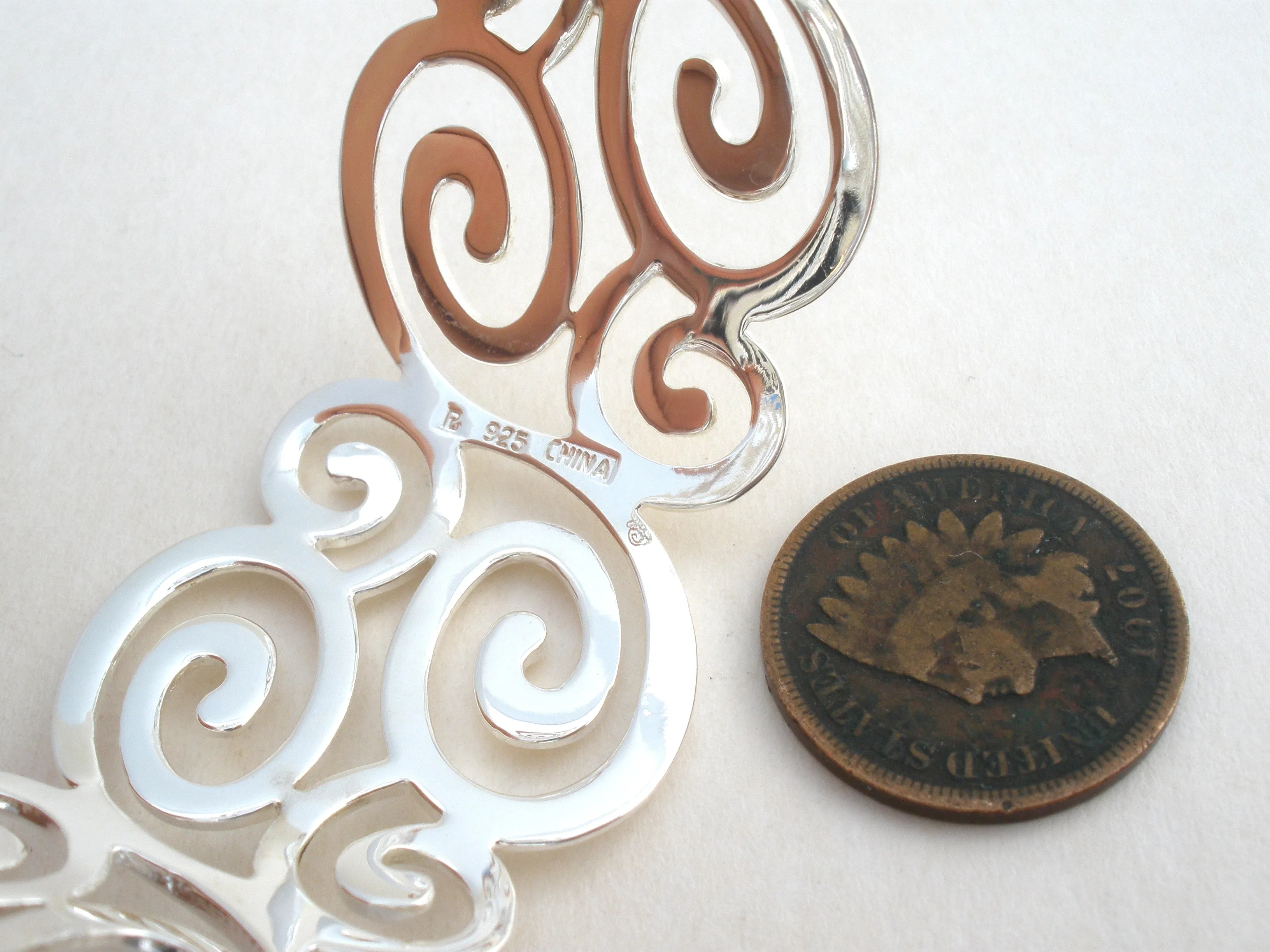 Swirl Design Cuff Bracelet Sterling Silver
