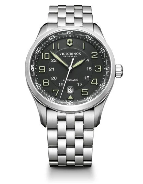 Swiss Army Mens AirBoss Mechanical - Black Dial - Stainless - Date Window