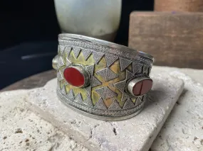 Tekke Turkoman Gold and Silver Cuff Bracelet