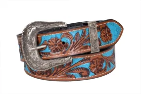 TLP MAHARAJA Leather Belt for Men Colour - Brown / Blue (SKU BELT-10034)