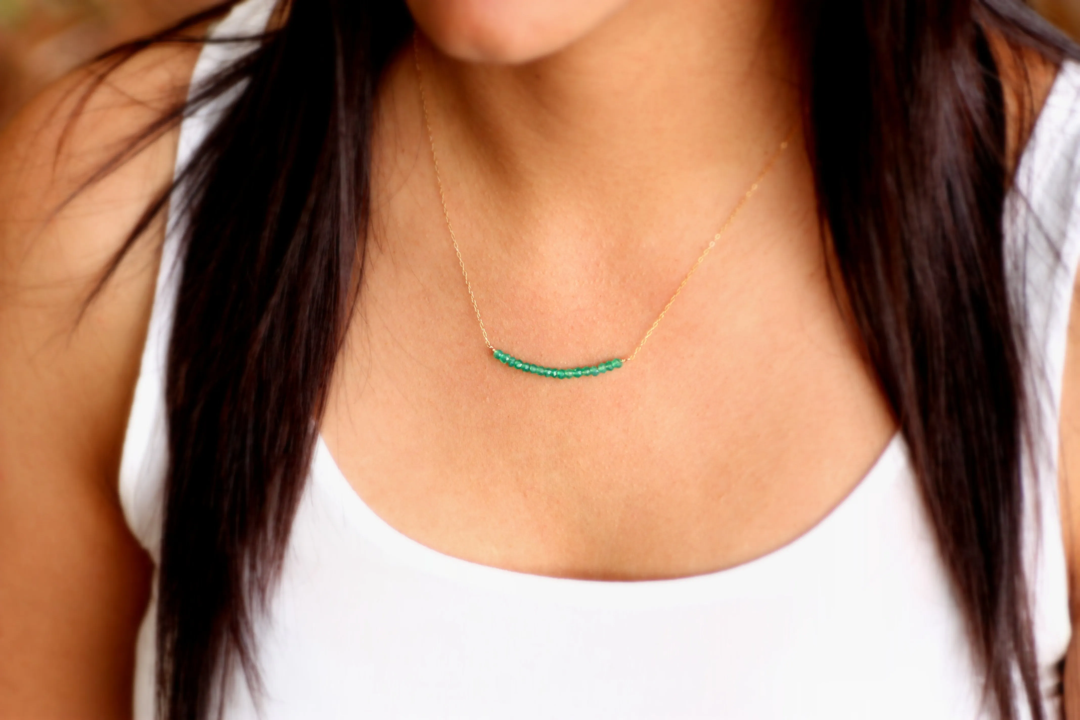 Turquoise Bar Necklace in Gold
