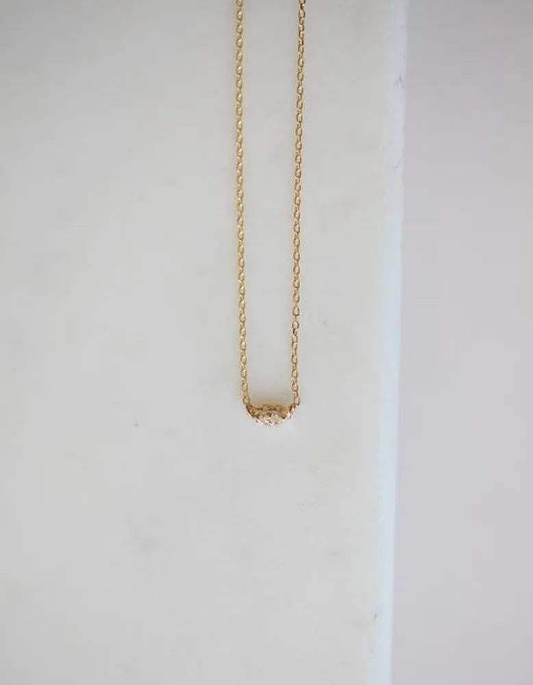 Twin White Diamond 14K Gold Necklace