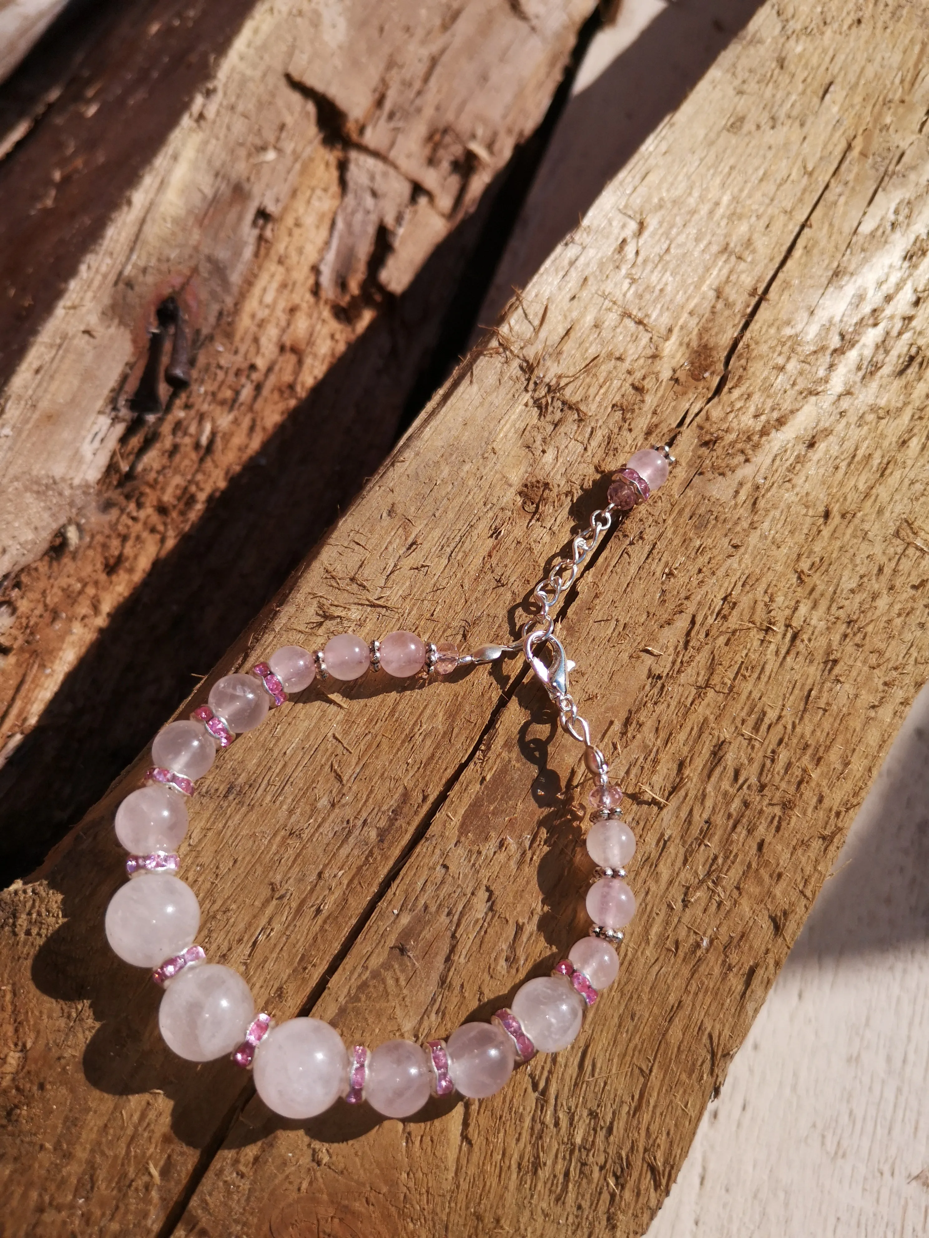 Undying love, Rose quartz & Crystal bracelet, prom, weddings,